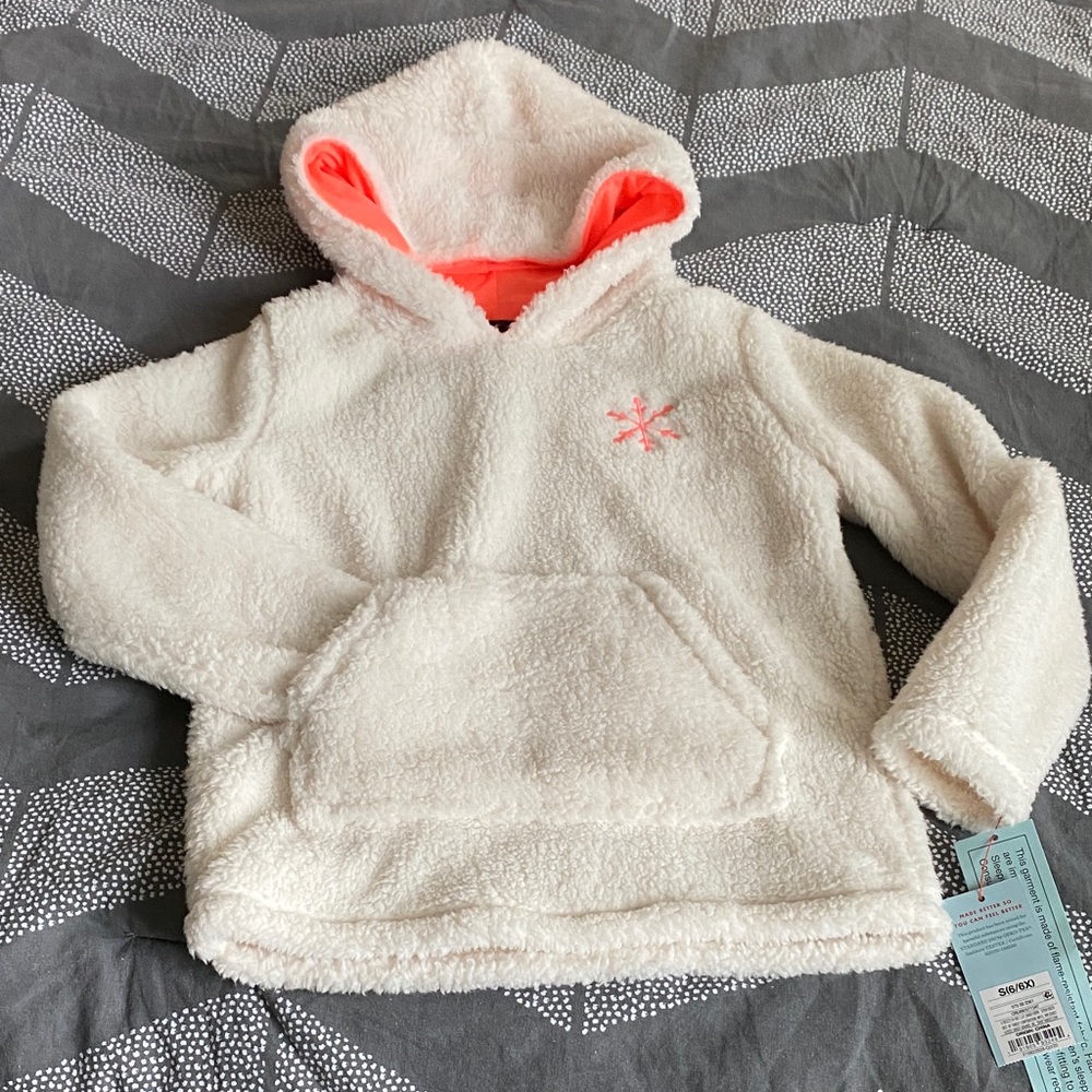 Cozy Cream Kids Hoodie with Neon Accents